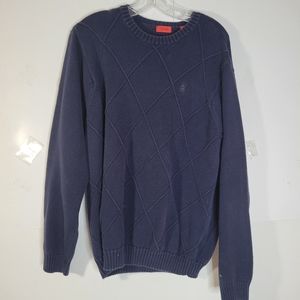 Mens Izod 100% Cotton Navy on Navy Diamond pattern Sweater Size Large